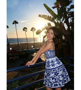 FCSE6902004 New Printed Fashion Suspender Dress, Slim Fit, Elegant Style Dress