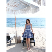 FCSE6902004 New Printed Fashion Suspender Dress, Slim Fit, Elegant Style Dress