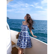 FCSE6902004 New Printed Fashion Suspender Dress, Slim Fit, Elegant Style Dress