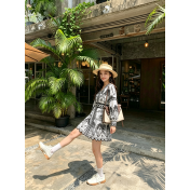 FCSE6903001 New Women's Fashion Printed Beach Loose Short Skirt