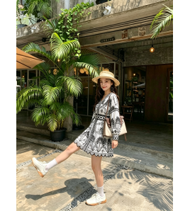 FCSE6903001 New Women's Fashion Printed Beach Loose Short Skirt