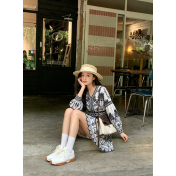 FCSE6903001 New Women's Fashion Printed Beach Loose Short Skirt