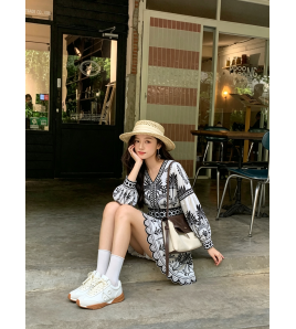 FCSE6903001 New Women's Fashion Printed Beach Loose Short Skirt