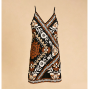 FCSE6903002 Fashionable Casual Printed V-Neck Slim Fit Camisole Dress