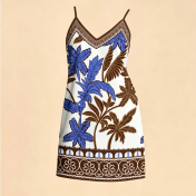 FCSE6903002 Fashionable Casual Printed V-Neck Slim Fit Camisole Dress