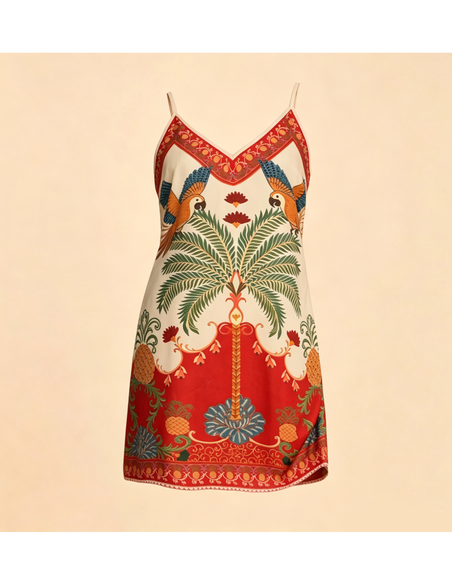 FCSE6903002 Fashionable Casual Printed V-Neck Slim Fit Camisole Dress