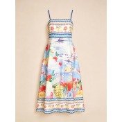 FCSE6909001 Elegant spaghetti strap floral print summer dress