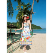 FCSE6909001 Elegant spaghetti strap floral print summer dress