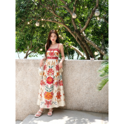FCSE6909002 Elegant new printed long vacation dress with spaghetti straps