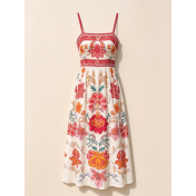 FCSE6909002 Elegant new printed long vacation dress with spaghetti straps