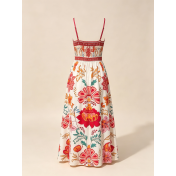FCSE6909002 Elegant new printed long vacation dress with spaghetti straps