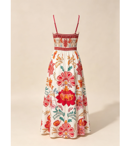 FCSE6909002 Elegant new printed long vacation dress with spaghetti straps