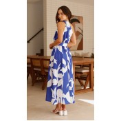 FCSE6910001 New Printed Off-Shoulder Belted Long Dress for Women with a Full Swing