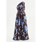 FCSE6910001 New Printed Off-Shoulder Belted Long Dress for Women with a Full Swing