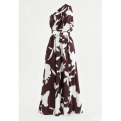 FCSE6910001 New Printed Off-Shoulder Belted Long Dress for Women with a Full Swing