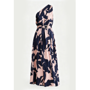 FCSE6910001 New Printed Off-Shoulder Belted Long Dress for Women with a Full Swing