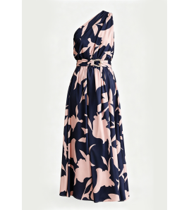 FCSE6910001 New Printed Off-Shoulder Belted Long Dress for Women with a Full Swing