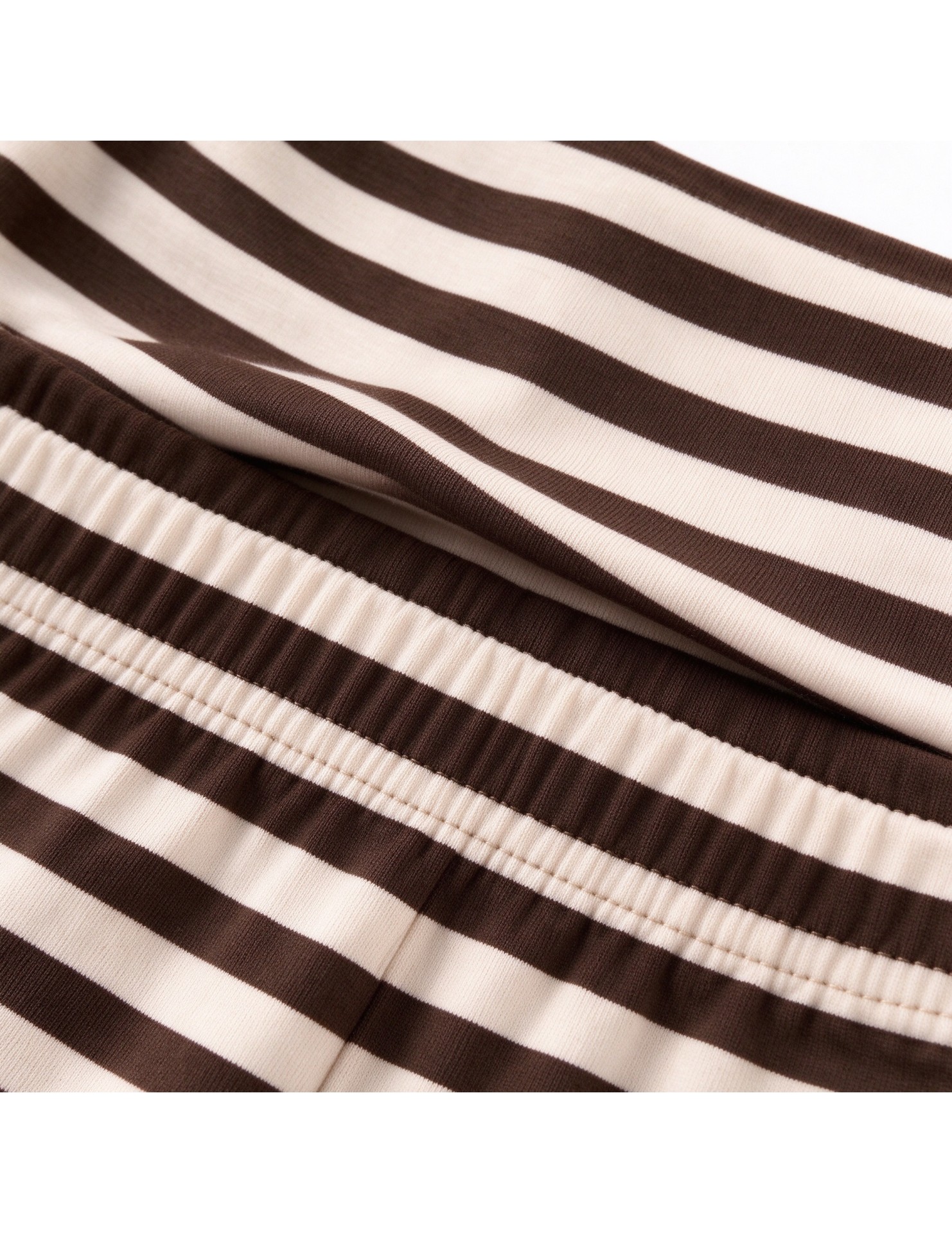 FCSE6929001 Striped Casual Slim Fit Off-Shoulder Short-Sleeve T-Shirt and High-Waisted Shorts Set