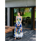 FCSE915001 Resort Style Maxi Print Sundress