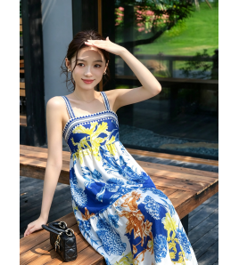 FCSE915001 Resort Style Maxi Print Sundress