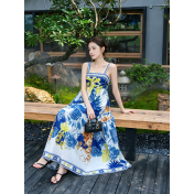 FCSE915001 Resort Style Maxi Print Sundress