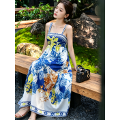 FCSE915001 Resort Style Maxi Print Sundress
