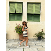 FCSE924001 New Women's Retro-Style Printed Jumpsuit/Bracket-Length Vacation Jumpsuit/Shorts