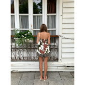 FCSE924002 Casual Vacation Sexy Women's Linen Printed Sundress