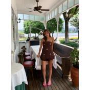 FCSE924002 Casual Vacation Sexy Women's Linen Printed Sundress