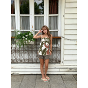 FCSE924002 Casual Vacation Sexy Women's Linen Printed Sundress