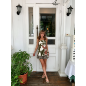 FCSE924002 Casual Vacation Sexy Women's Linen Printed Sundress