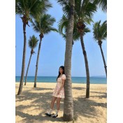 FCSE924003 Summer Short-Sleeved Backless Casual Fashion Lace Beach Vacation Mini Dress