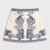 FCSE925001 Fashionable and Simple Tropical Vacation Elegant Casual Printed Tie-Waist Mini Skirt