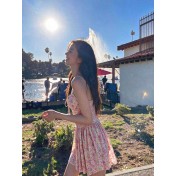 HSPN6923002 Coconut Grove Holiday Thai Island Dai Ethnic Resort Strapless Two-Piece Long Dress with Green Floral Print for Photoshoot