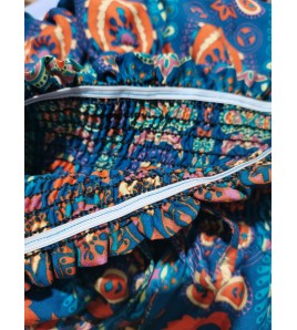 FCSE61009002 Bohemian Exotic Lace Patchwork Rayon Midi Skirt