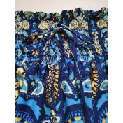 FCSE61009002 Bohemian Exotic Lace Patchwork Rayon Midi Skirt
