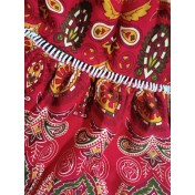 FCSE61009002 Bohemian Exotic Lace Patchwork Rayon Midi Skirt