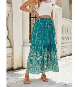 FCSE61009004 New Bohemian Cotton Full Swing Beach Vacation Skirt, Exotic Style