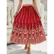FCSE61009004 New Bohemian Cotton Full Swing Beach Vacation Skirt, Exotic Style
