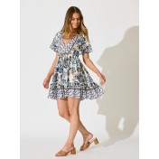FCSE61010005 New style ruffled short skirt, rayon cotton, bohemian resort style dress