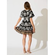 FCSE61010005 New style ruffled short skirt, rayon cotton, bohemian resort style dress