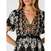 FCSE61010005 New style ruffled short skirt, rayon cotton, bohemian resort style dress