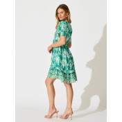 FCSE61010005 New style ruffled short skirt, rayon cotton, bohemian resort style dress