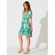 FCSE61010005 New style ruffled short skirt, rayon cotton, bohemian resort style dress