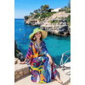 FCSE61011002 Four-way stretch quick-drying beach cover-up with knitted front for vacation bikini top