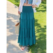 FCSE61011003 Solid Color People Cotton Beach Dress Women Seaside Vacation Long Cake Dress Bikini Cover Cover Skirt
