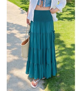 FCSE61011003 Solid Color People Cotton Beach Dress Women Seaside Vacation Long Cake Dress Bikini Cover Cover Skirt