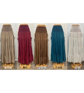 FCSE61011003 Solid Color People Cotton Beach Dress Women Seaside Vacation Long Cake Dress Bikini Cover Cover Skirt