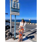 FCSE61014002 High-waisted wide-leg women's printed floral loose casual trousers