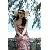 FCSE61014003 Printed High-Waisted French-Style Full Skirt Vacation Style